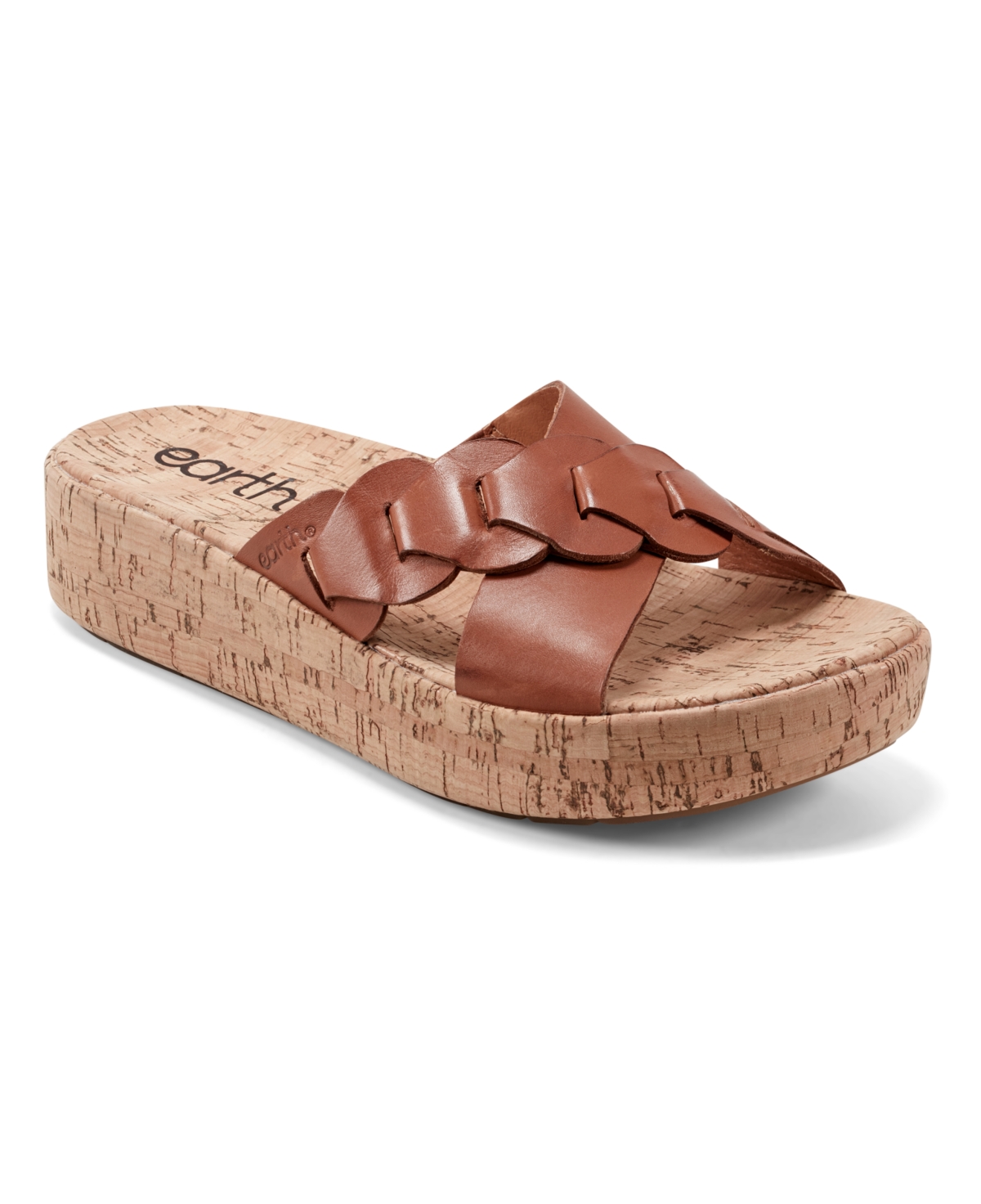 Shop Earth Women's Scotti Criss Cross Slip On Platform Wedge Sandals In Cognac Leather