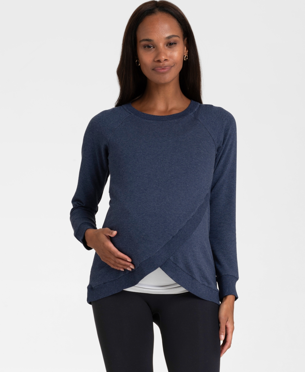 Seraphine Women's Cotton Blend Maternity And Nursing Sweatshirt In Blue Marl