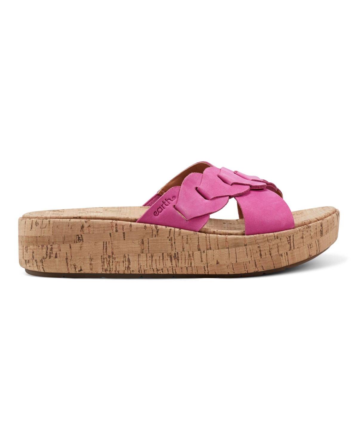 Earth Women's Scotti Criss Cross Slip On Platform Wedge Sandals - Dark Pink Nubuck