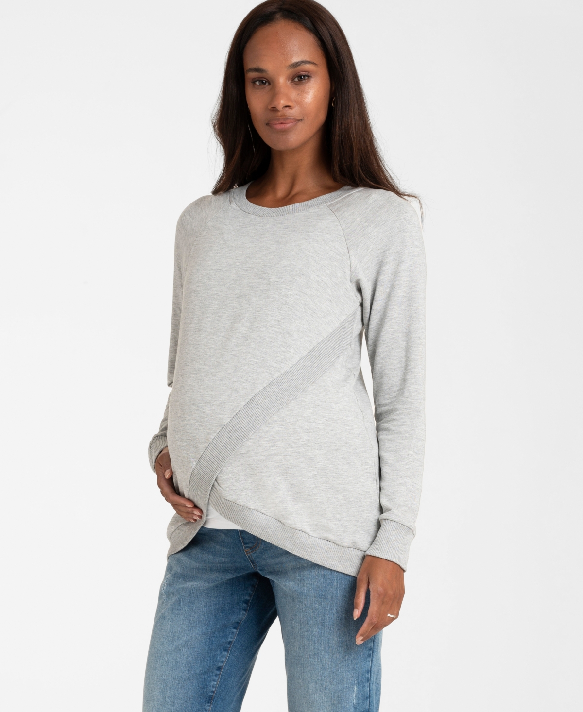 Seraphine Women's Cotton Blend Maternity And Nursing Sweatshirt In Gray Marl