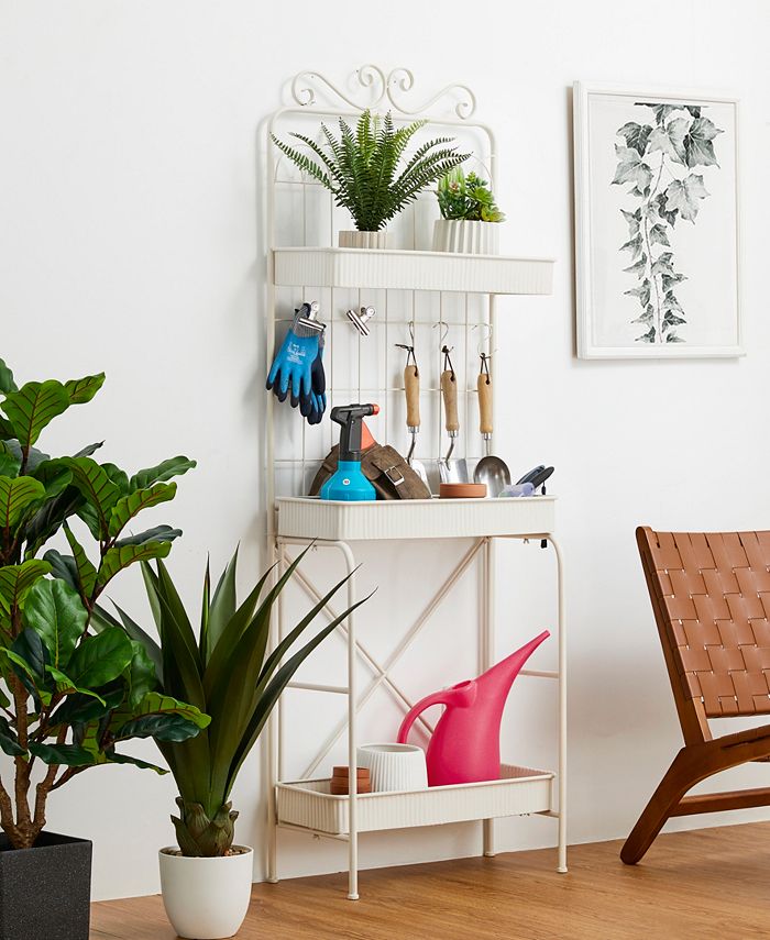 Glitzhome 68" H 3Tiered Black Metal Shelf Planter Stands Macy's