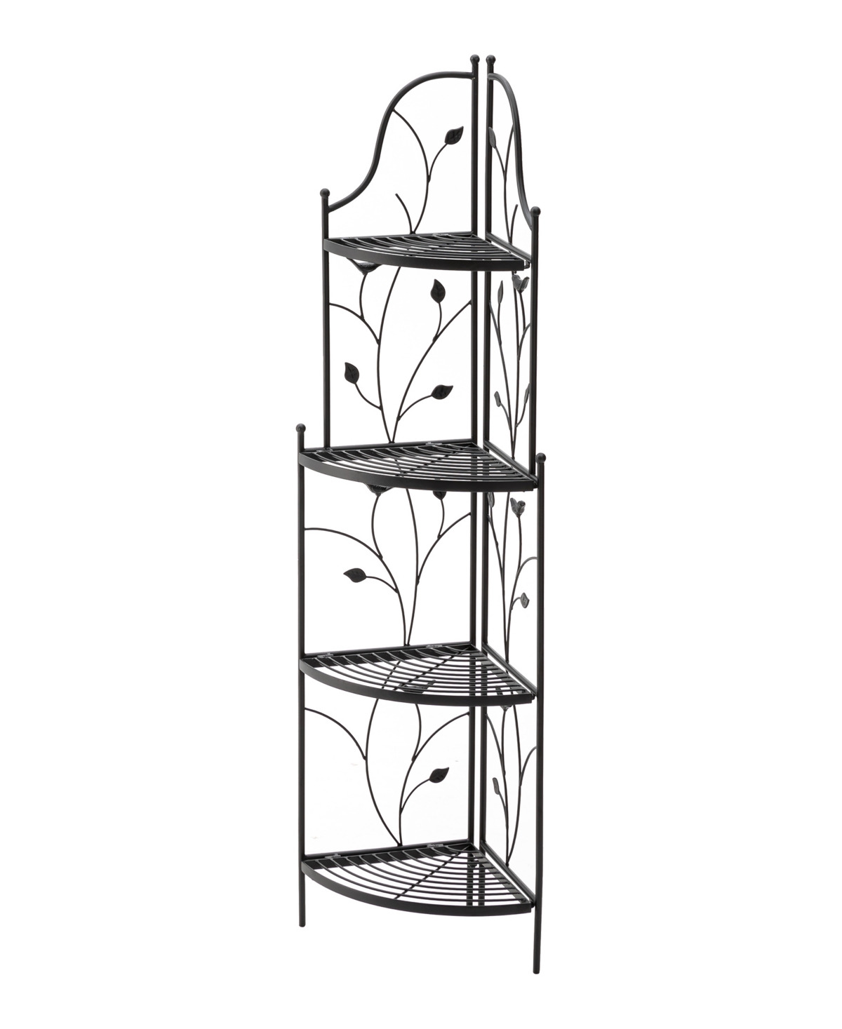 52" H 4-Tiered Metal Corner Shelf Plant Stand or Storage Rack - Black