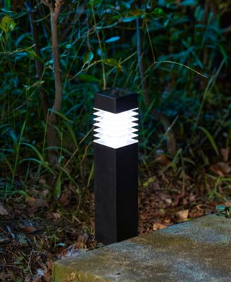 15.25" H Set of 6 Solar Powered Transparent Texture Lens Pathway Stake Light