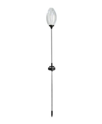 36" H Set of 3 Solar Powered Stake Oval Flower Light with Stainless Steel Pole