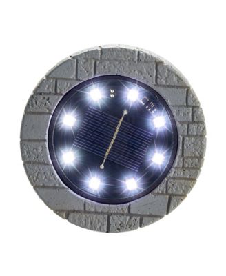 5.25" H Set of 4 Resin Solar Powered Disk Light or Outdoor Pathway Light or Ground Light