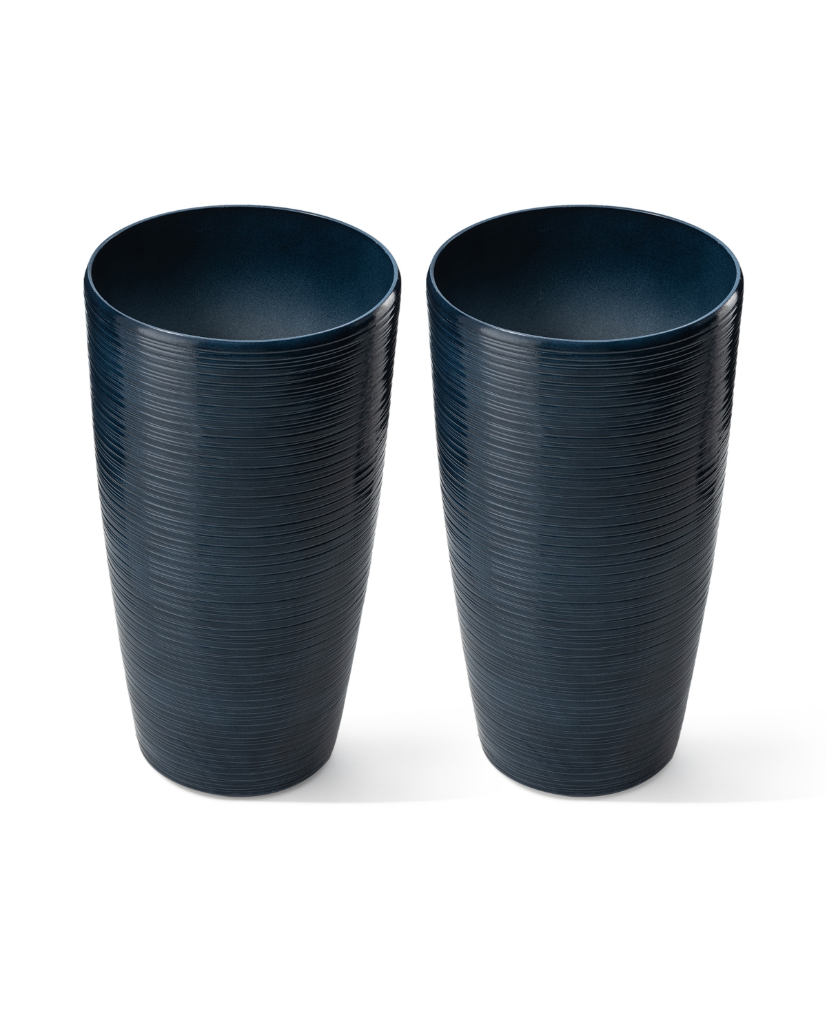 Glitzhome 22.5" H Oversized Set Of 2 Turquoise Resin And Stone Faux Ceramic Textured Tall Planter In Turquoise