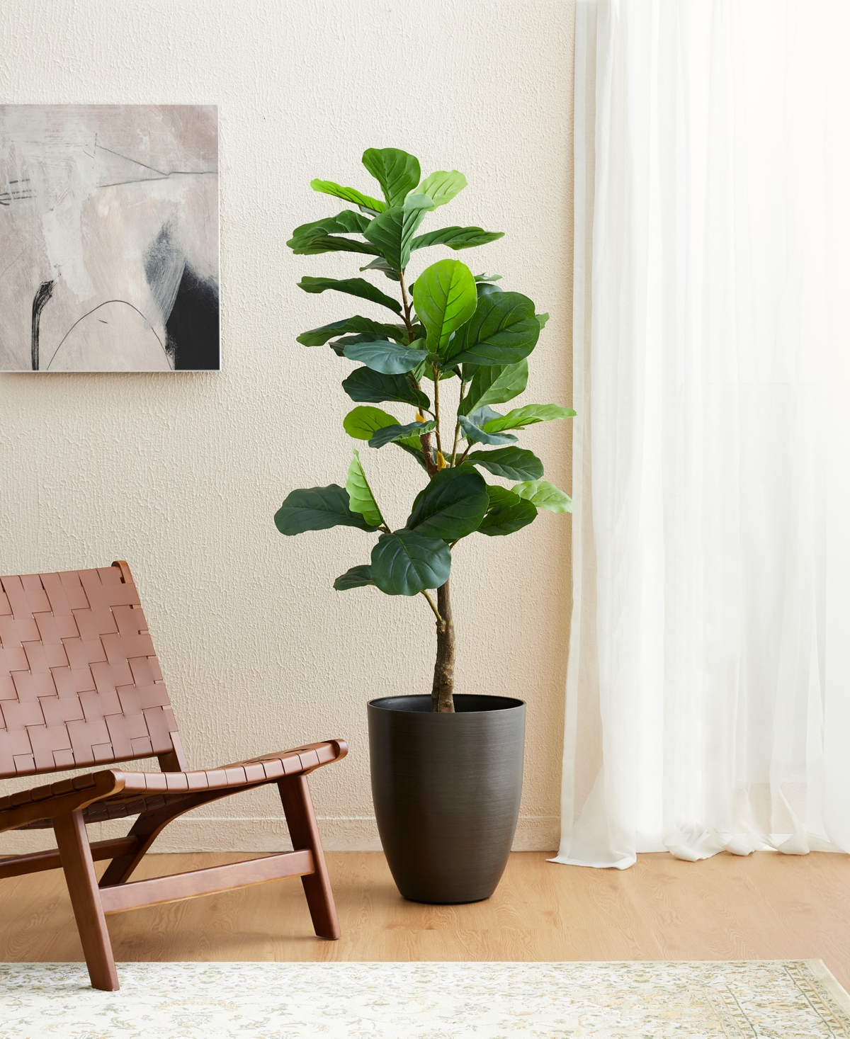 Glitzhome 16.75" H Set Of 2 Black Resin And Stone Faux Brushed Steel Texture Tall Planter In Black