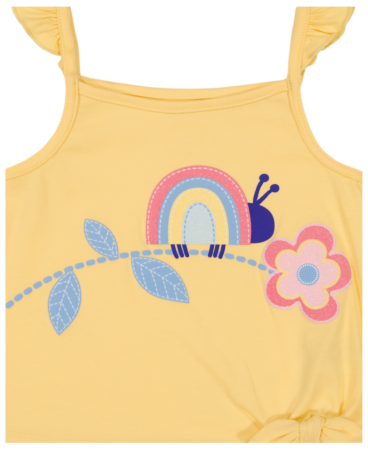 Shop Kids Headquarters Toddler Girls Tie-front Tank Top Multi Stripe Drop-needle Shorts Set In Yellow,multi