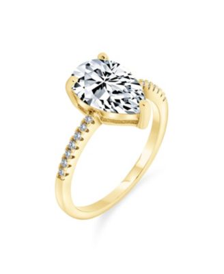 Classic Pear Shape Solitaire Cubic Zirconia CZ Engagement Ring Sterling Silver