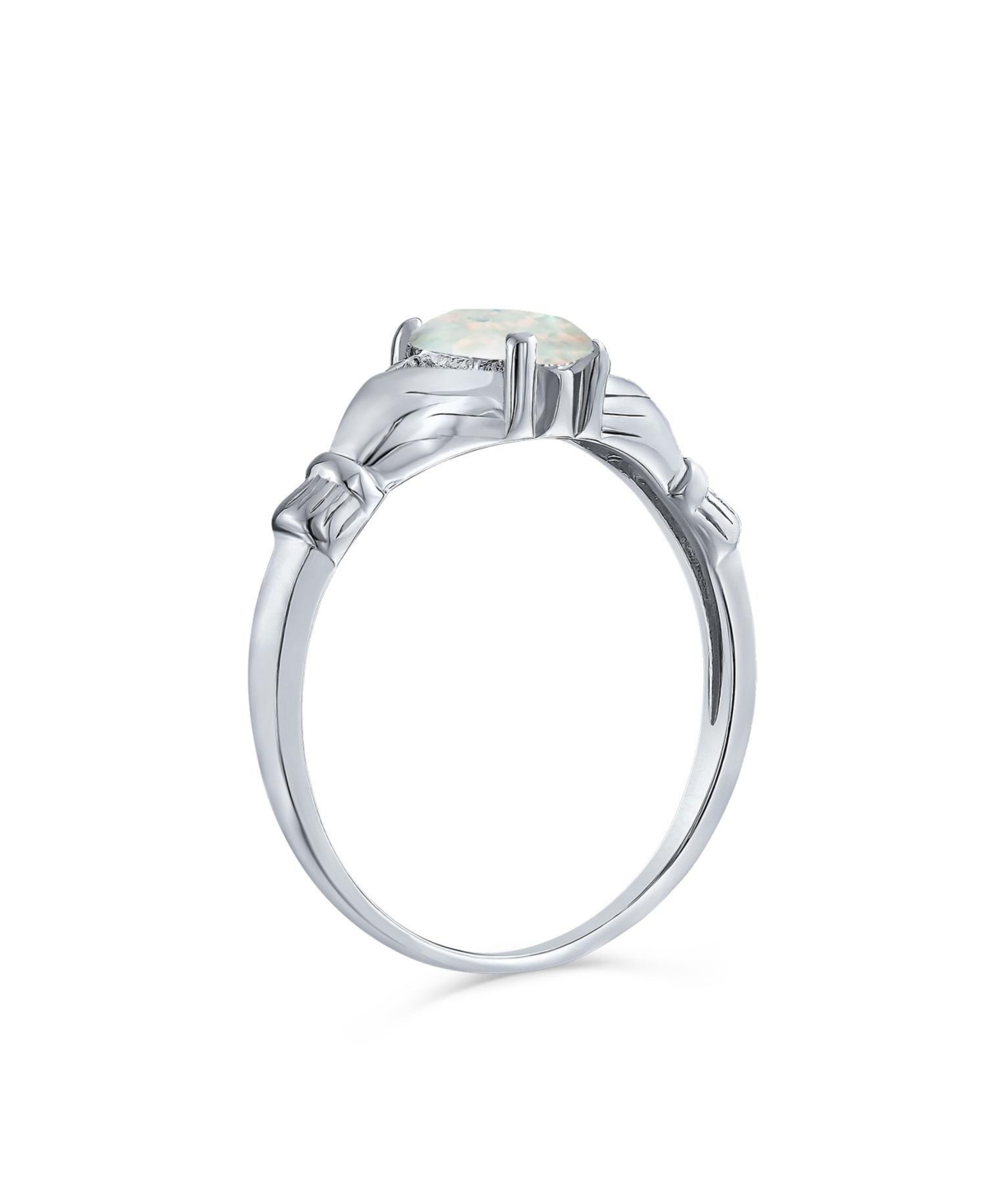 Bling Jewelry Sorority Sister Bff Celtic Irish Friendship Promise Crown HeartSynthetic Opal Claddagh Ring Sterling Silver - White