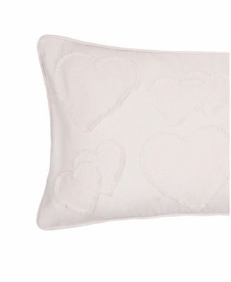 White Heart Pattern Applique Accent Throw Pillow 12" x 24"