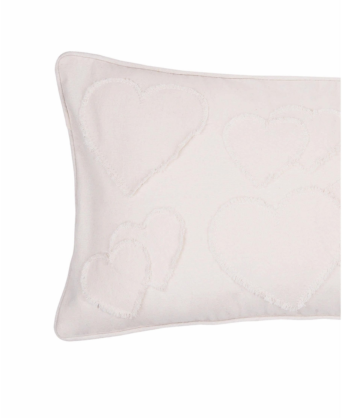 12" x 24" White Heart Applique Valentine's Day Heart Pillow
