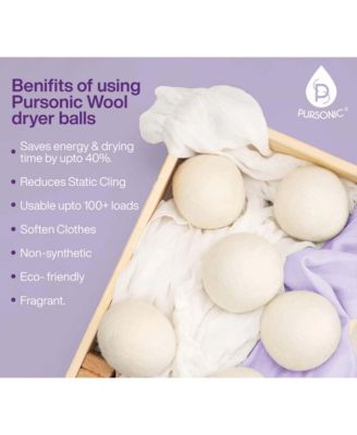 Wool Dryer Balls Bundle - Reusable Laundry Balls Made from Pure New Zealand Wool - Includes Lavender &amp; Peppermint Oils.