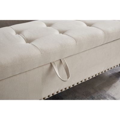 59" Bed Bench Ottoman with Storage Fabric