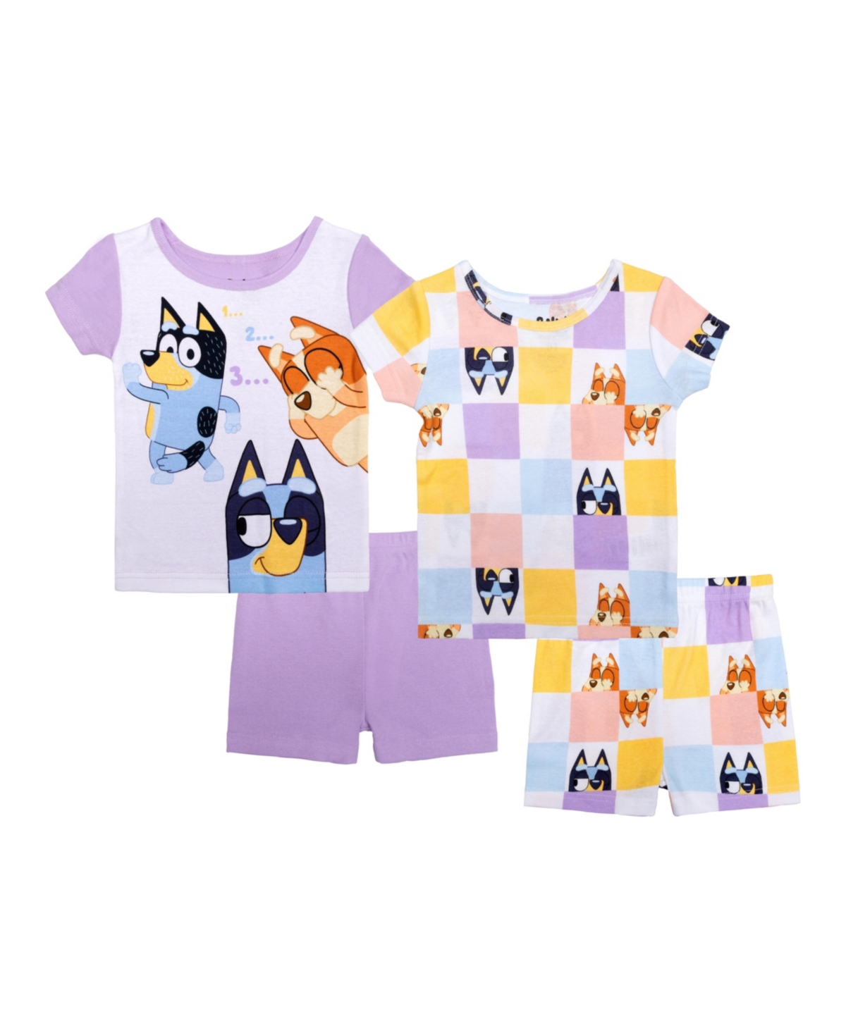 Bluey Kids' Toddler Girls Short Sets Pajamas, 4-piece In Assorted