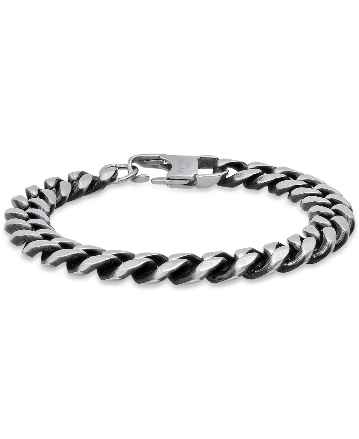 Steeltime Men's Gunmetal-tone Stainless Steel Cuban Link Chain Bracelet