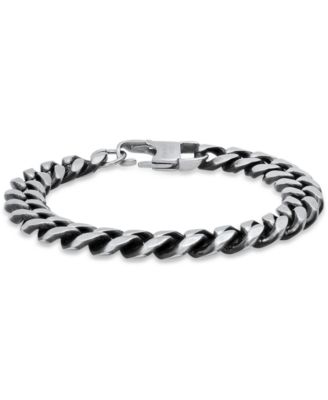 Men's Gunmetal-Tone Stainless Steel Cuban Link Chain Bracelet