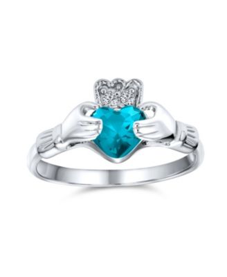 Sorority Sister BFF Celtic Irish Friendship Promise CZ Cubic Zirconia Crown Heart Claddagh Ring.925 Sterling Silver
