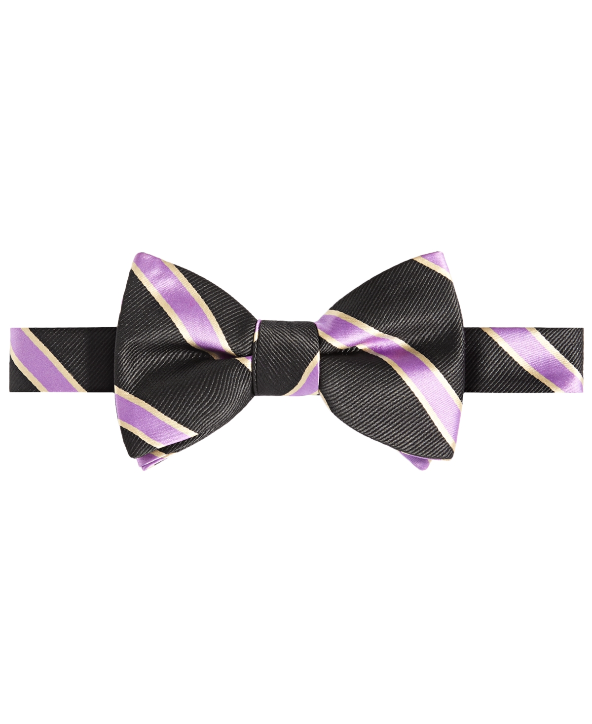 Men's Purple & Gold Stripe Bow Tie - Black