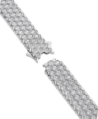 Men's Black Cubic Zirconia Hexagon Set Multirow Link Bracelet (Also in White Cubic Zirconia)