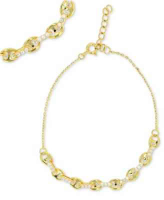 Macy's - Cubic Zirconia Mariner Link Chain Bracelet in 14k Gold-Plated Sterling Silver