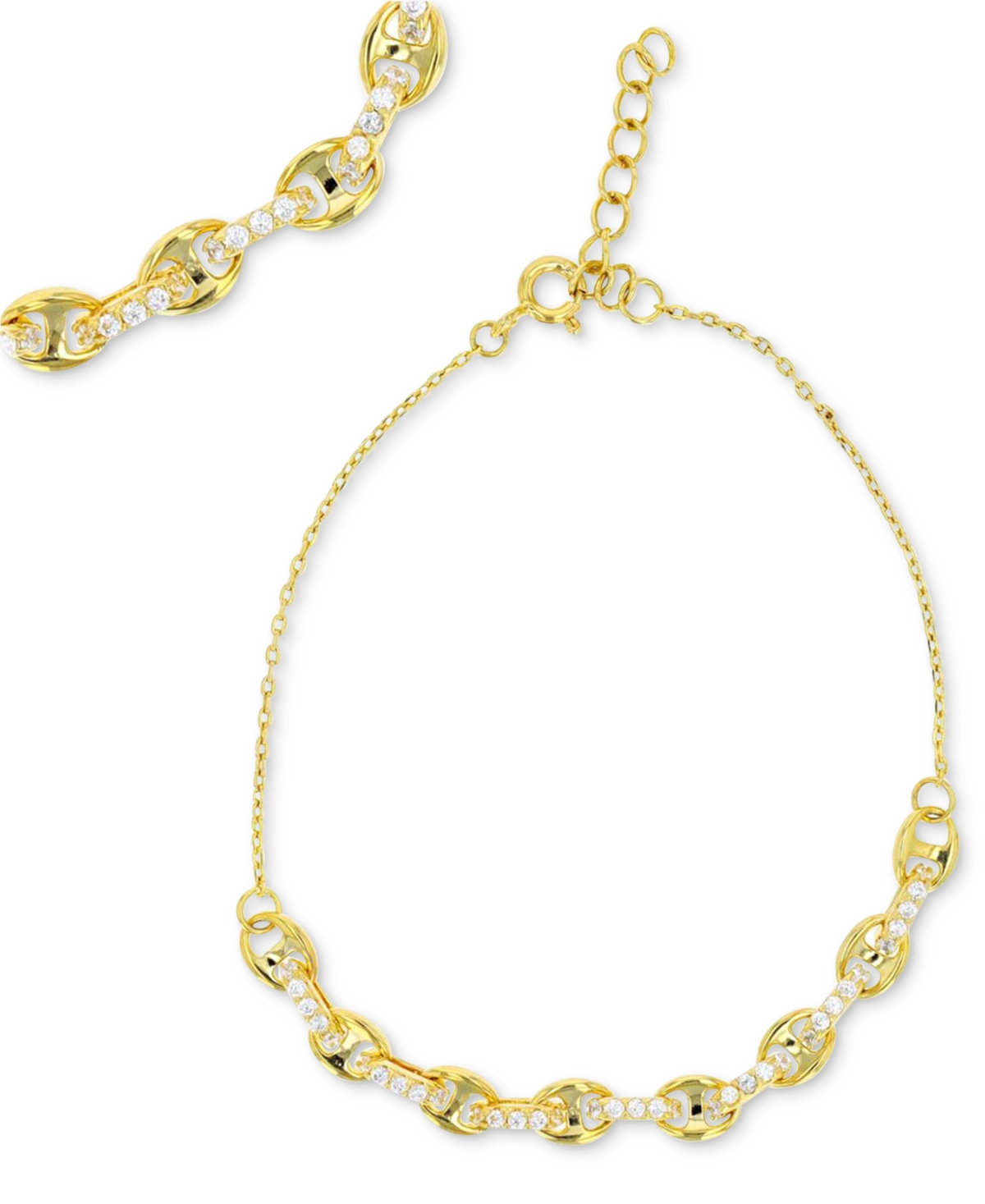 Macy's Cubic Zirconia Mariner Link Chain Bracelet In 14k Gold-plated Sterling Silver