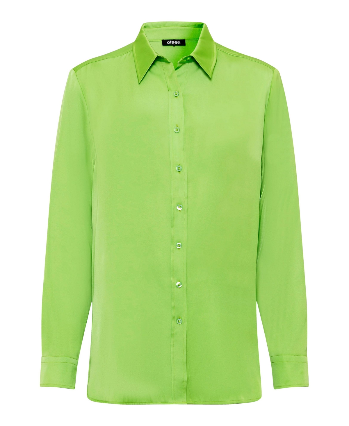 1/1 sleeve Blouse Woven Long Sleeves closed shirt collar Solid