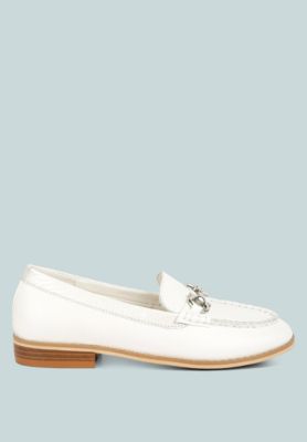 HOLDA Womens Horsebit Embellished Loafers With Stitch Detail