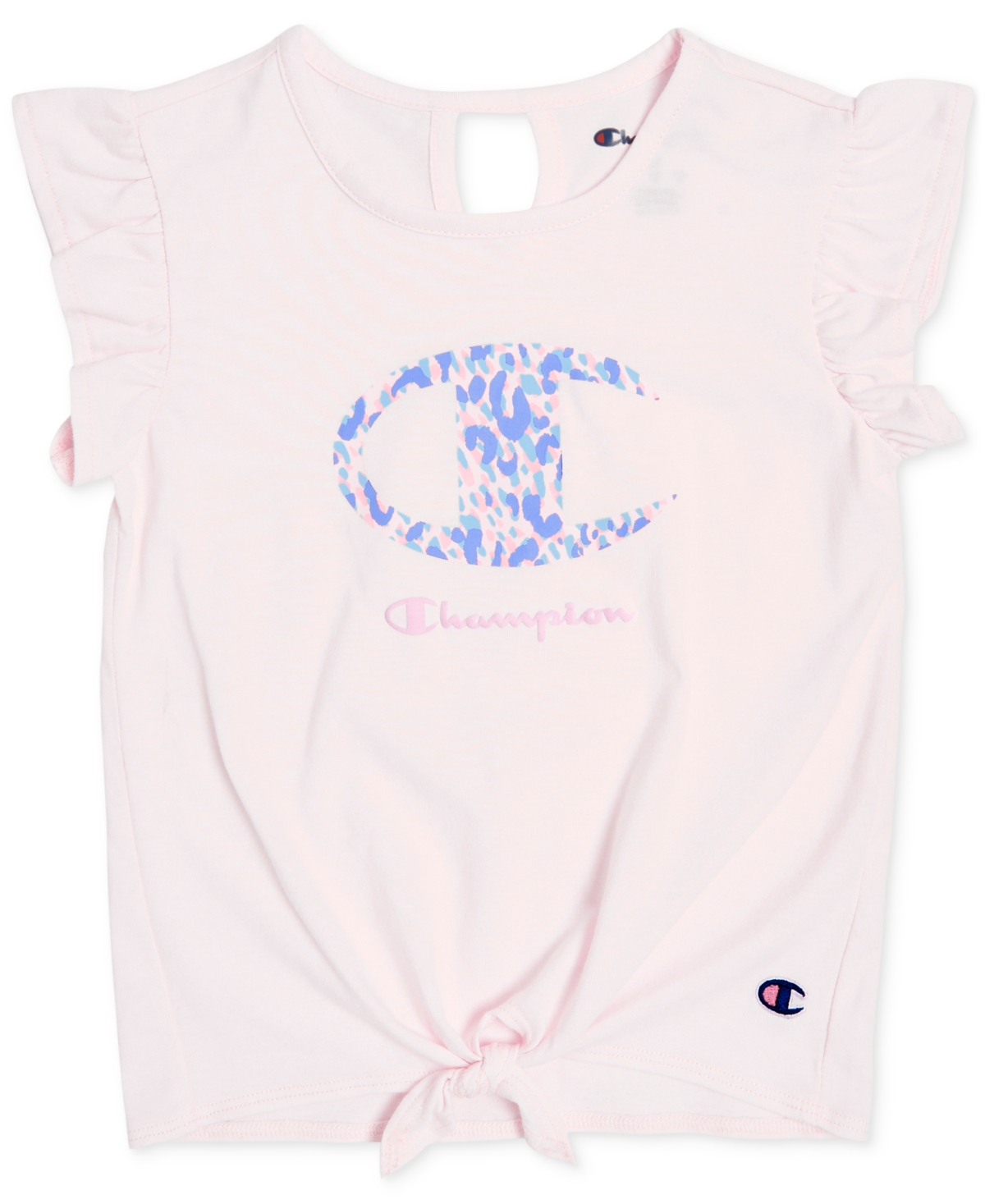 Champion Little Girls Logo-Graphic Flutter-Sleeve T-Shirt & Bike Shorts, 2 Piece Set