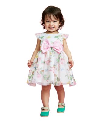 Rare Editions Baby Girls Short Sleeves Floral Mesh Social Dress Macy s