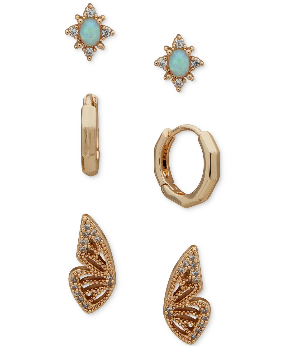 Shop Lonna & Lilly Gold-tone Crystal Butterfly Earrings Set In Crystal Wh