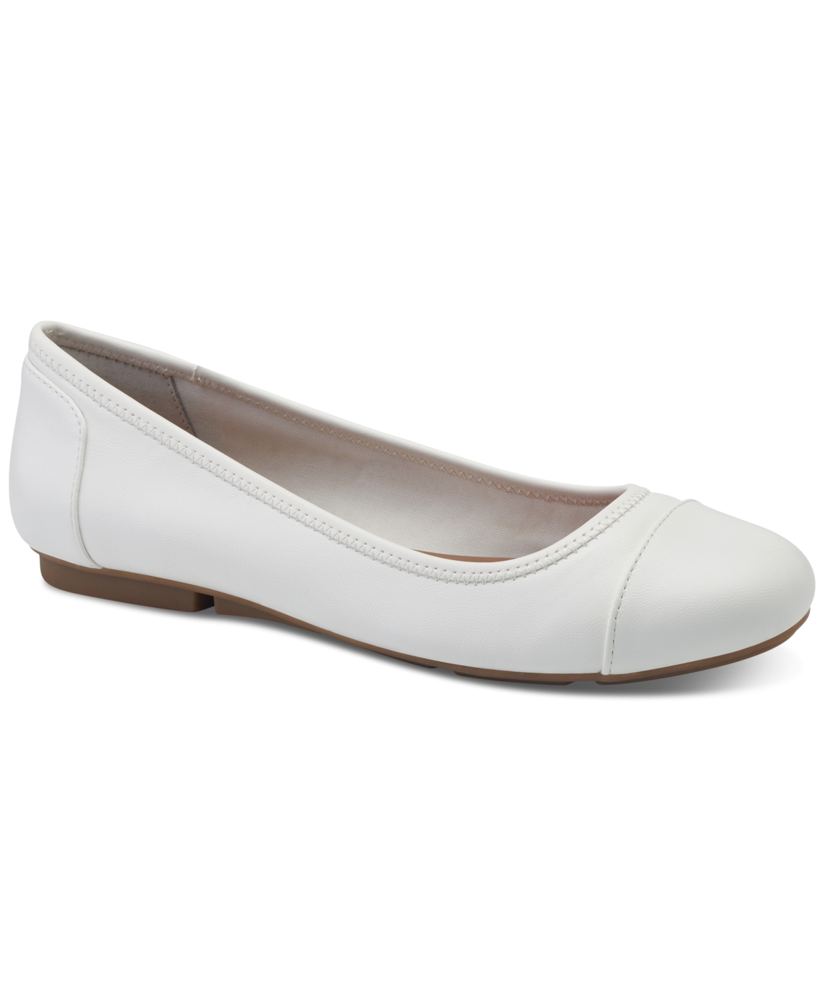 Style & Co Women's Trishh Flats, Created For Macys In White Smooth