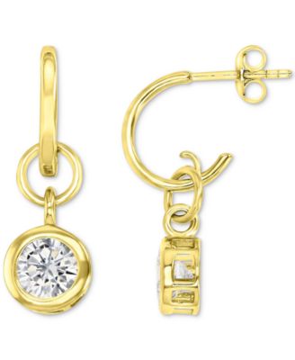 Macy's - Cubic Zirconia Bezel Dangle Hoop Drop Earrings in 14k Gold-Plated Sterling Silver