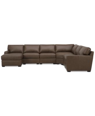 Radley 141" 6-Pc. Leather Wedge Modular Chaise Sectional, Created for Macy's