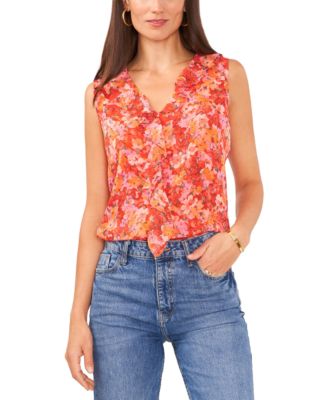 売れ筋商品|||ヴィンスカムート カットソー トップス レディース Women's Floral-Print Sleeveless Top Cayenne Vince Camuto Women's Sleeveless Ruffled Floral Print Top