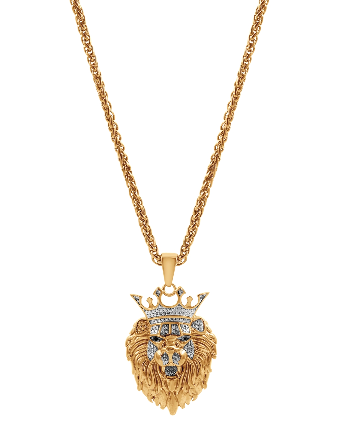 Men's Cubic Zirconia Lion King Head 24" Pendant Necklace - Gold-Tone