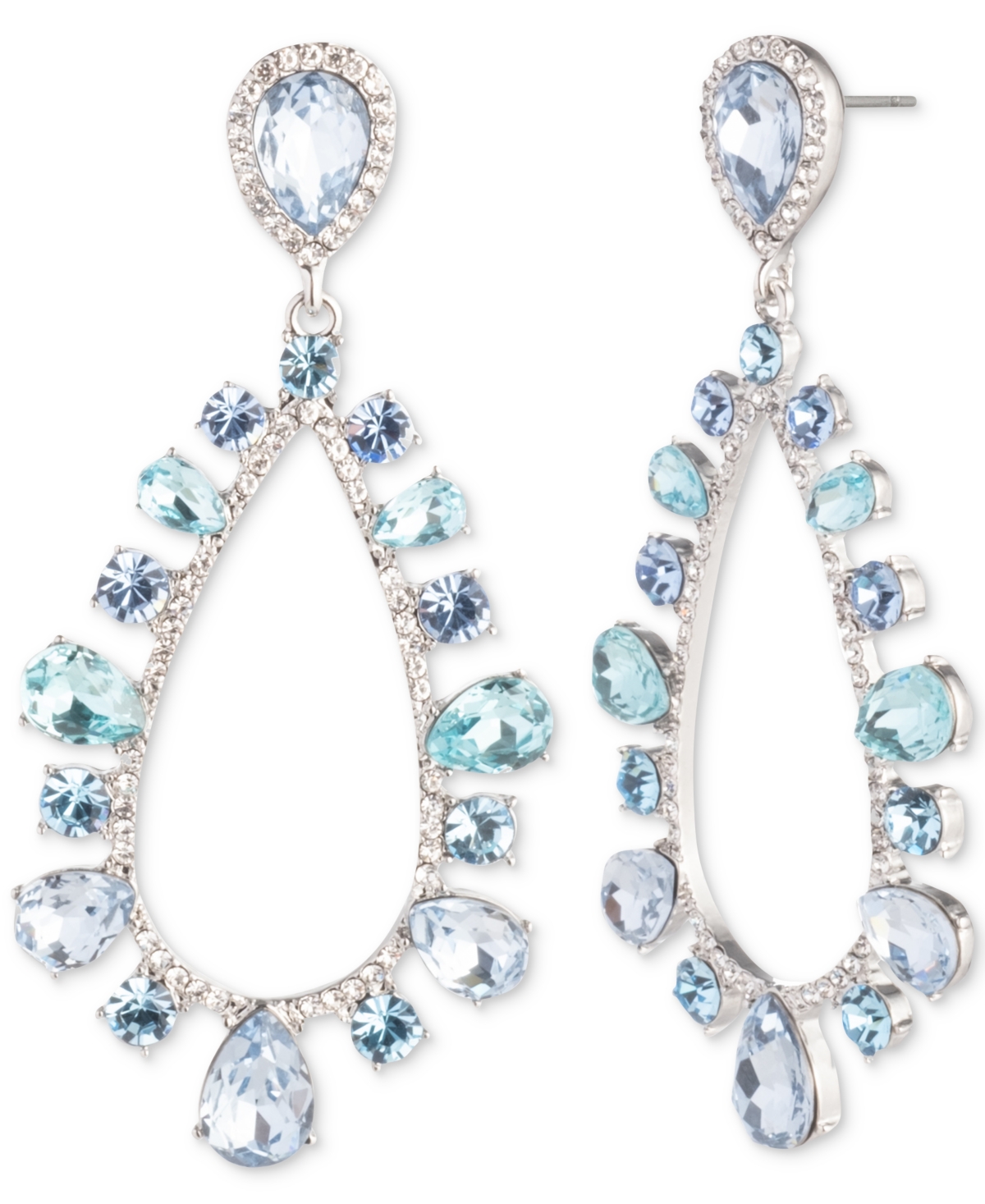 Shop Givenchy Silver-tone Crystal Statement Orbital Drop Earrings In Navy