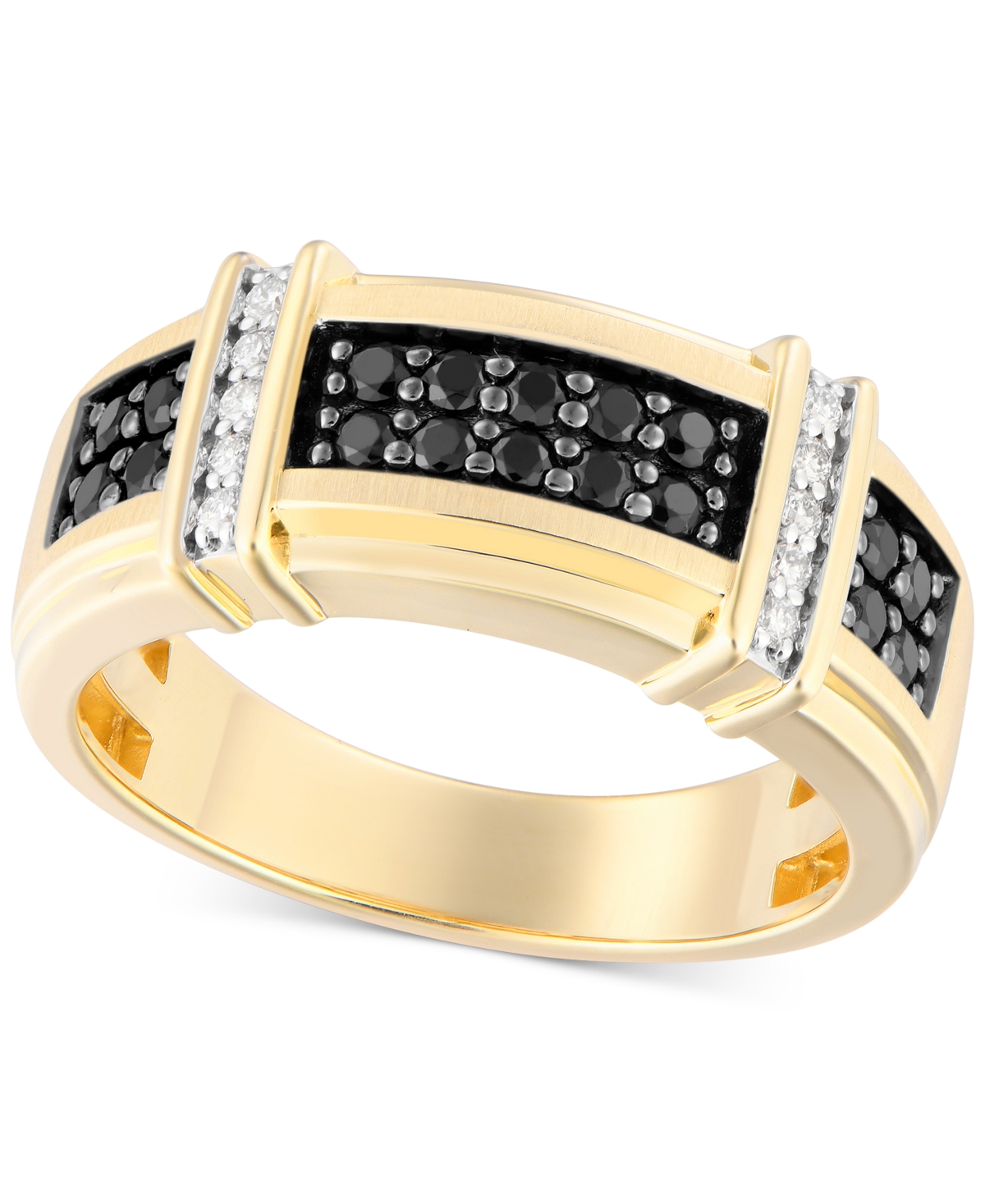 Men's Black & White Diamond Ring (1/2 ct. t.w.) in 10k Gold - Black