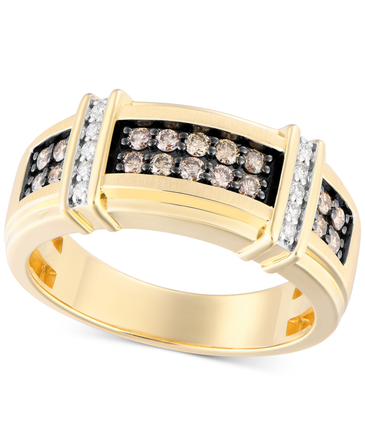 Men's Black & White Diamond Ring (1/2 ct. t.w.) in 10k Gold - Brown