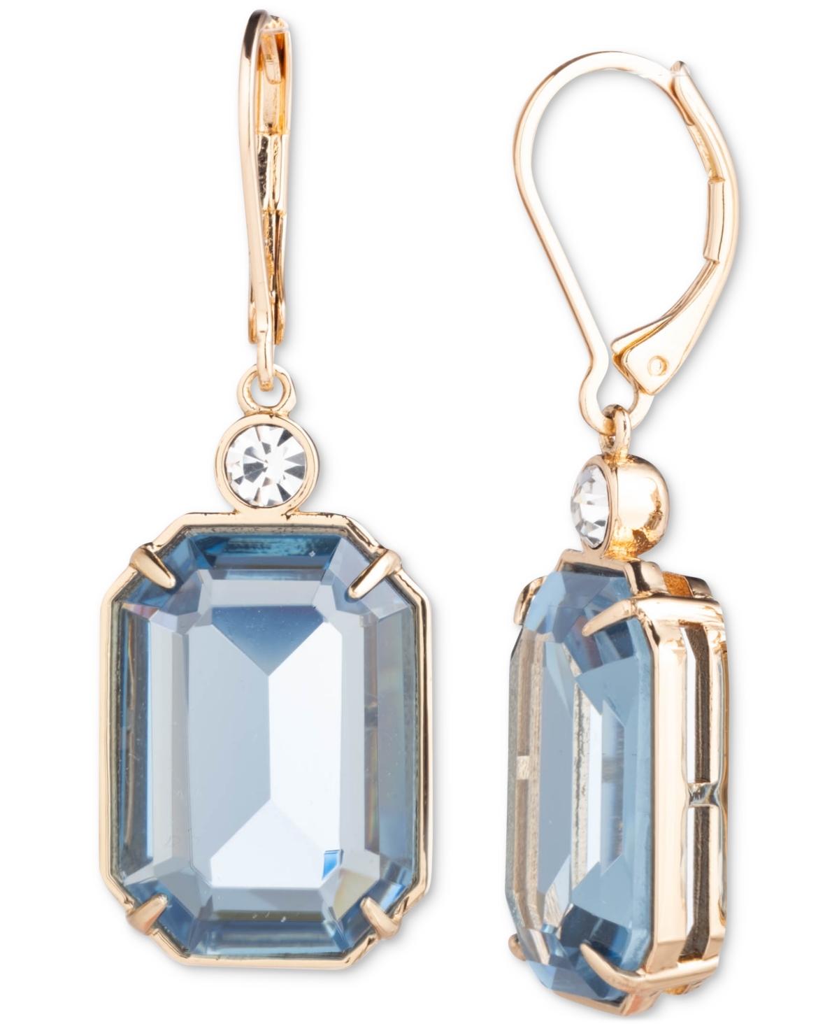 Shop Lauren Ralph Lauren Gold-tone Pave & Color Stone Drop Earrings In Turquoise