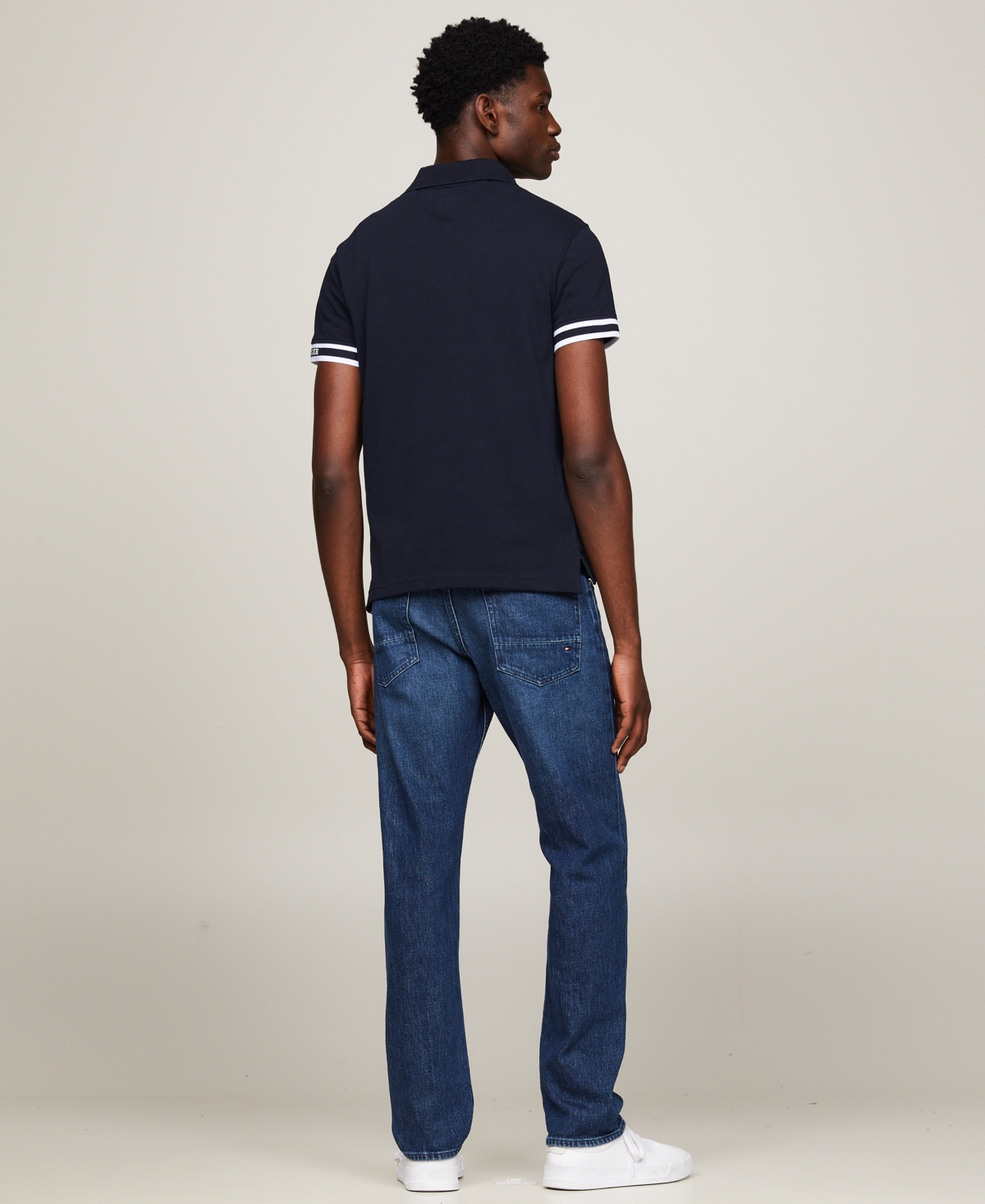Tommy Hilfiger Men's Slim Fit Monotype Cuff Short Sleeve Polo Shirt