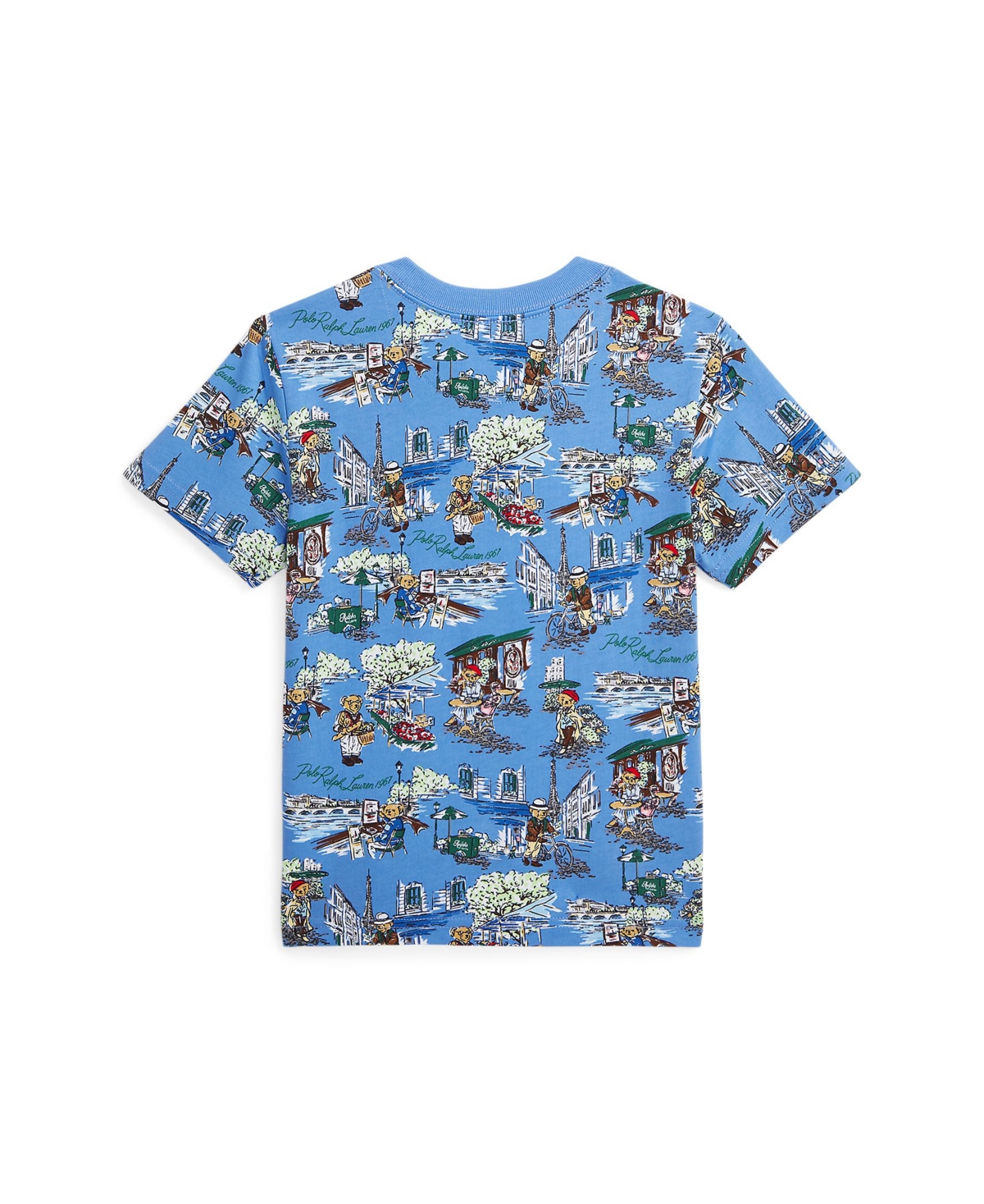 Shop Polo Ralph Lauren Toddler And Little Boys Polo Bear Cotton Jersey T-shirt In Paris Bear,blue Flower