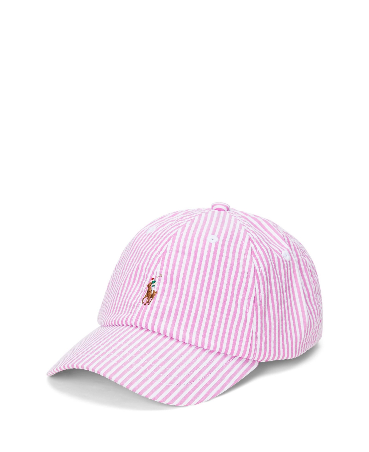 Shop Polo Ralph Lauren Toddler And Little Boys Cotton Seersucker Ball Cap In Pink Seersucker