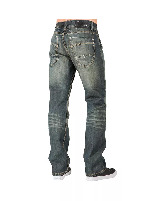 Men's Relaxed Straight Handcrafted Wash Premium Denim Signature Jeans - thumbnail 2