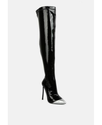 chimes high heel patent long boots