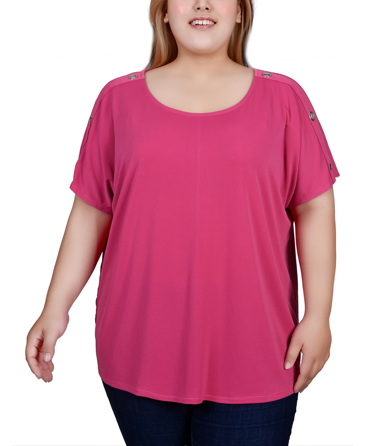 Plus Size Short Sleeve Tunic Top - Palace Blue