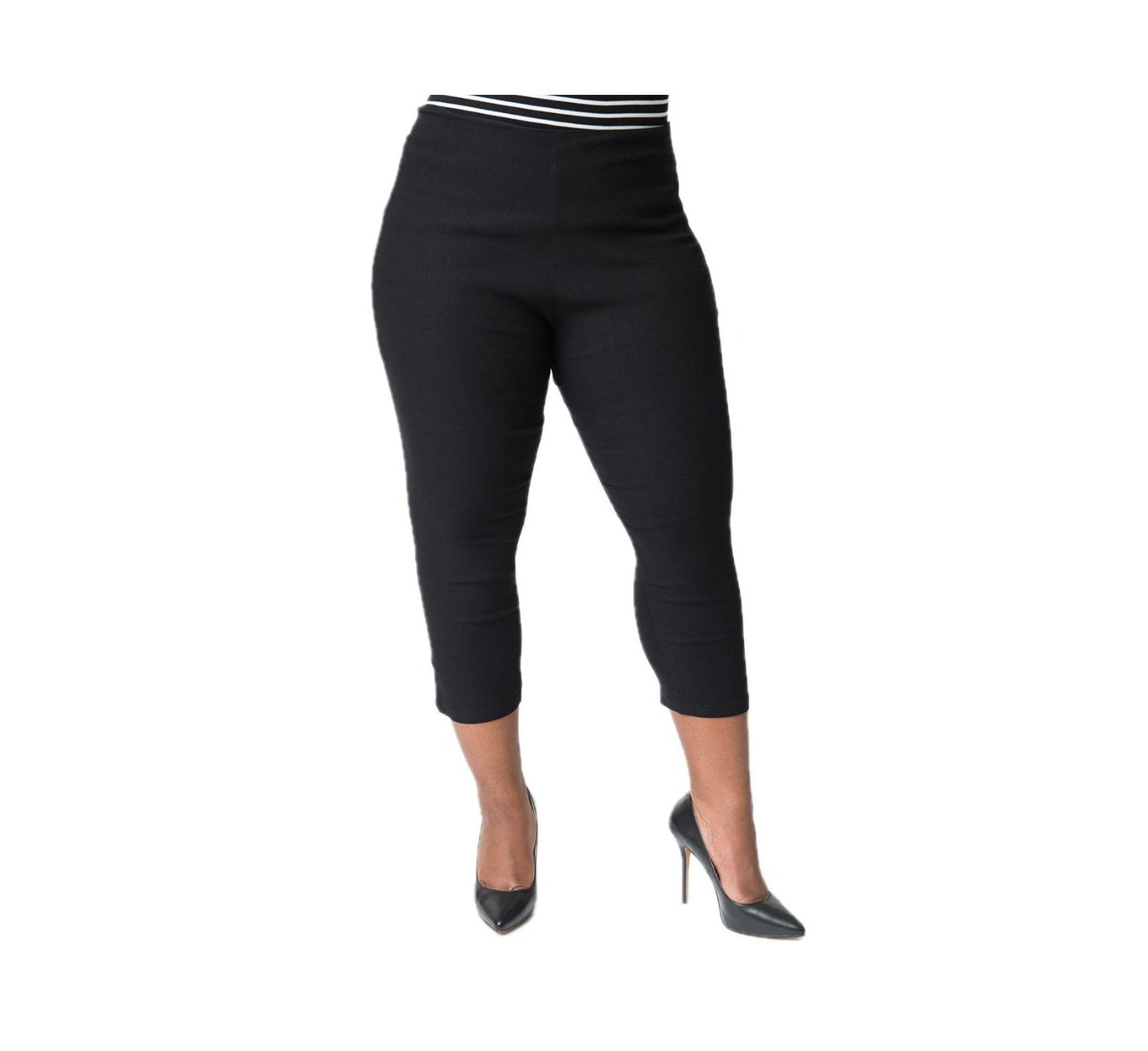 Женские брюки Unique Vintage Plus Size Rachelle Capri, цвет: Чёрный — фото 1