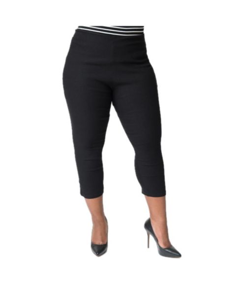 Женские брюки Unique Vintage Plus Size Rachelle Capri, цвет: Чёрный