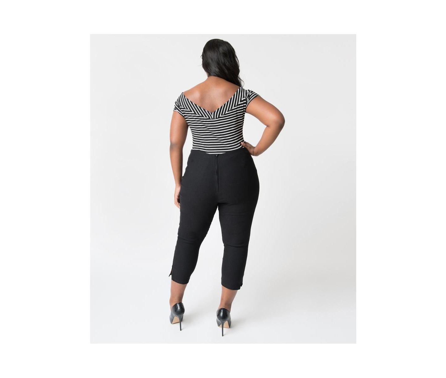 Женские брюки Unique Vintage Plus Size Rachelle Capri, цвет: Чёрный — фото 2