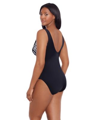 Women's Paisley Seas Ruffle Surplice Long Torso One-Piece Swimsuit